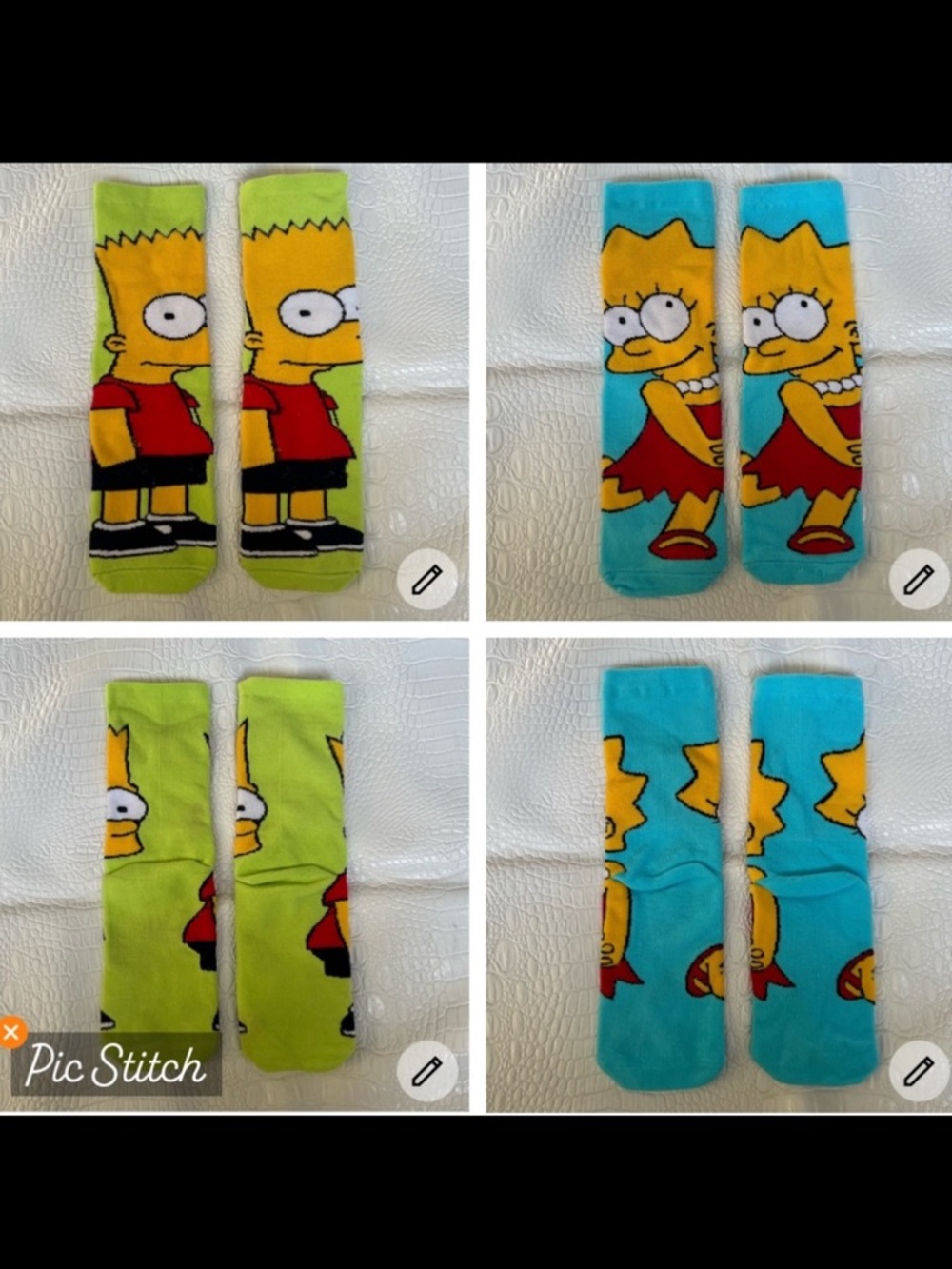 The Simpsons Bart and Lisa Crew Socks NWOT
